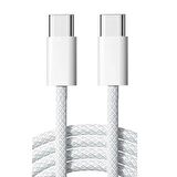 ScHitec 6A 60W Apple İphone 15 ve Üzeri Uyumlu Type-C to Type-C Örgülü Hızlı Data ve Şarj Kablosu Beyaz