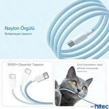 ScHitec 6A 60W Apple İphone 15 ve Üzeri Uyumlu Type-C to Type-C Örgülü Hızlı Data ve Şarj Kablosu Beyaz