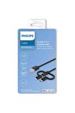 Philips MFI Apple Lisanslı İphone XR 3in1 Micro Usb-Lightining-Type-C Hızlı Şarj ve Data Kablosu 2m Siyah 