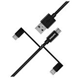 Philips MFI Apple Lisanslı İphone 15 Plus 3in1 Micro Usb-Lightining-Type-C Hızlı Şarj ve Data Kablosu 2m Siyah DLC3106T