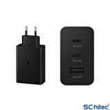ScHitec 65W 2xPD+UsbA Ev Tipi Şarj Aleti 3 Çıkışlı Type-C to Type-C Kablolu Set