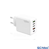 ScHitec 120W 3 Type-C + 2 UsbA Toplam 5 Çıkışlı Ev Tipi Şarj Aleti Set 6A 120W Type-C to Type-C 2Metre Süper Hızlı Data ve Şarj Kablosu SR30