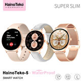 Haino Teko Watch Ultra 5 Amoled Ekran Super Slim Tasarım WaterProof 3 Kordonlu Akıllı Saat Gold Rose