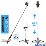 ScHitec Q05 Buetooth Kumandalı Selfie Çubuğu Tripod 1,58m 360° Oynar Başlık