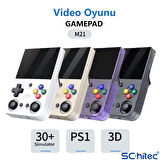 ScHitec 3.5 Inç Mini HDMI Çıkışlı Taşınabilir Retro Oyun Konsolu 20000+ Oyunlu El Atari 64Gb Beyaz 