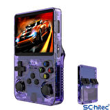 ScHitec 3.5 Inç OTG Çıkışlı Taşınabilir Retro Oyun Konsolu 15000+ Oyunlu El Atari Şeffaf Mor R36S