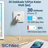 ScHitec 3A 60W Type-C to Lightning Hızlı Data ve Şarj Kablosu 2 Metre Beyaz SX252M