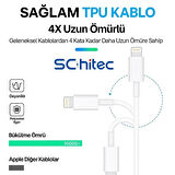 ScHitec 3A 60W Type-C to Lightning Hızlı Data ve Şarj Kablosu 2 Metre Beyaz SX252M