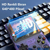ScHitec 3.5 Inç OTG Çıkışlı Taşınabilir Retro Oyun Konsolu 15000+ Oyunlu El Atari Şeffaf Kırmızı R36S