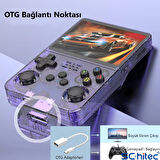 ScHitec 3.5 Inç OTG Çıkışlı Taşınabilir Retro Oyun Konsolu 15000+ Oyunlu El Atari Şeffaf Kırmızı R36S