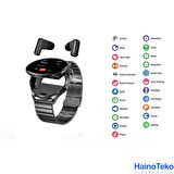 Haino Teko Watch Ultra 12 Amoled Ekran WaterProof Akıllı Saat 3 Kordonlu Siyah