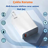 ScHitec 33W UsbA Çıkışlı UsbA to Type-C Kablolu Hızlı Turbo Fast Şarj Aleti Set Beyaz YKSR68