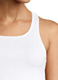 Casall Beyaz O Yaka Kadın Düz Atlet 20424-001 Crop Rib Racerback
