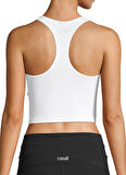 Casall Beyaz O Yaka Kadın Düz Atlet 20424-001 Crop Rib Racerback