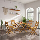 Interbuild Sydney Masif Ahşap Katlanır Bahçe Masası, 75x75x73 cm, Altın Teak