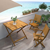 Interbuild Sydney Masif Ahşap Katlanır Bahçe Masası, 75x75x73 cm, Altın Teak