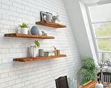 Interbuild Akasya Yüzer Raf 900x250x38mm, Canlı kenarlı parmak eklemli, Altın Tik