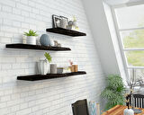 Interbuild Akasya Yüzer Raf 900x250x38mm, Canlı kenarlı parmak eklemli, Espresso