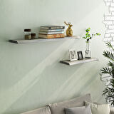 Interbuild Akasya Yüzer Raf 700x250x38mm, Canlı kenarlı parmak eklemli, Organik Beyaz