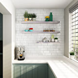 Interbuild Akasya Yüzer Raf 1200x250x38mm, Canlı kenarlı parmak eklemli, Organik Beyaz