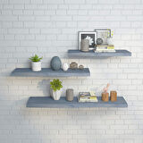 Interbuild Akasya Yüzer Raf 1200x250x38mm, Canlı kenarlı parmak eklemli, Alaca Gri