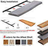 Interbuild Akasya Yüzer Raf 1200x250x38mm, Canlı kenarlı parmak eklemli, Alaca Gri