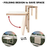 INTERBUILD Stockholm Balkon Masası,Katlanır Tabla, Ayarlanabilir, FSC Akasya Ahşap, Renk;Organik Beyaz