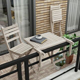 INTERBUILD Stockholm Balkon Masası,Katlanır Tabla, Ayarlanabilir, FSC Akasya Ahşap, Renk;Organik Beyaz
