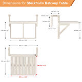 INTERBUILD Stockholm Balkon Masası,Katlanır Tabla, Ayarlanabilir, FSC Akasya Ahşap, Renk;Organik Beyaz