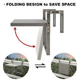 INTERBUILD Stockholm Balkon Masası,Katlanır Tabla, Ayarlanabilir, FSC Akasya Ahşap, Renk; Alacakaranlık Grisi