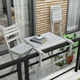 INTERBUILD Stockholm Balkon Masası,Katlanır Tabla, Ayarlanabilir, FSC Akasya Ahşap, Renk; Alacakaranlık Grisi