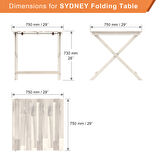 Interbuild Sydney Masif Ahşap Katlanır Bahçe Masası, 75x75x73 cm, ORGANIC WHITE