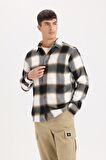 DeFacto Regular Fit Polo Yaka Kareli Flanel Uzun Kollu Gömlek D5835AX24AUBN279