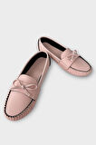 Kadın Fiyonklu Günlük Babet Ayakkabı PUDRA