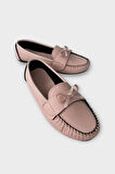 Kadın Fiyonklu Günlük Babet Ayakkabı PUDRA