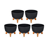 Omnipazar ELF-495 Dekoratif Ayaklı Nostalji Saksı 5 lt Antrasit 5 Adet 