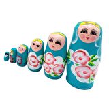 Ahşap Matruşka Bebek 6 lı Set Mavi