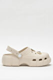 Yüksek Taban Taşlı Rahat Comfort Kadın Sandalet BEJ