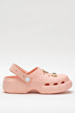 Yüksek Taban Taşlı Rahat Comfort Kadın Sandalet PUDRA
