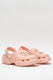 Yüksek Taban Taşlı Rahat Comfort Kadın Sandalet PUDRA