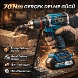 Çift Akülü Darbeli Şarjlı Matkap – Kömürsüz Motor & Çelik Mandren – Kablosuz Delme ve Vidalama Aleti Kimmeer Plus 21V