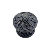 Antika Tarz Dekoratif Pirinç Çiçekli Kapı Tokmağı - 80 Mm Çap, Oksit