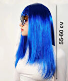Mavi Renk Uzun Parti Peruğu