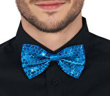 Açık Mavi Turkuaz Payetli Pullu Papyon