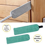 Saplı Mikrofiber Başlıklı Girintili Yüzey Temizleme Mopu Toz Alma Fırçası