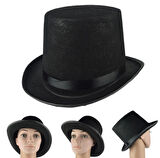 Yetişkin Boy Siyah Renk Keçe Sihirbaz Fötr Şapka