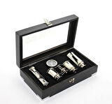 Ahşap Kutulu Pirinç Dürbün Pusula Ve Kum Saati Seti