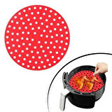 Renkli Isıya Dayanıklı Yıkanılabilir Silikon Fırın Ve Airfryer Yuvarlak Pişirme Matı 20 Cm