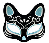 Siyah Renk Süet Kaplama Üzeri Gümüş Mavi Simli Kedi Maskesi 17x14 Cm