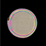 DecoHandy 39cm Neon Renkli Şeritli Jüt Örme Supla Amerikan Servis